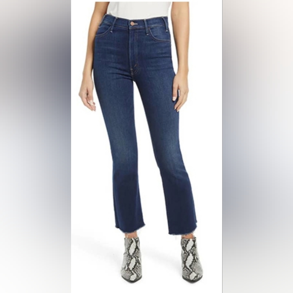 Mother Hustler High Waist Ankle Fray Crop Jeans Women's Blue Size: 31